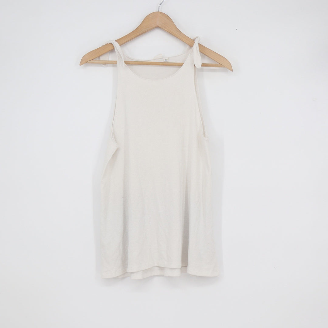 Gap Womens XS Off White Tie Shoulder High Neck Knit Tank Top
