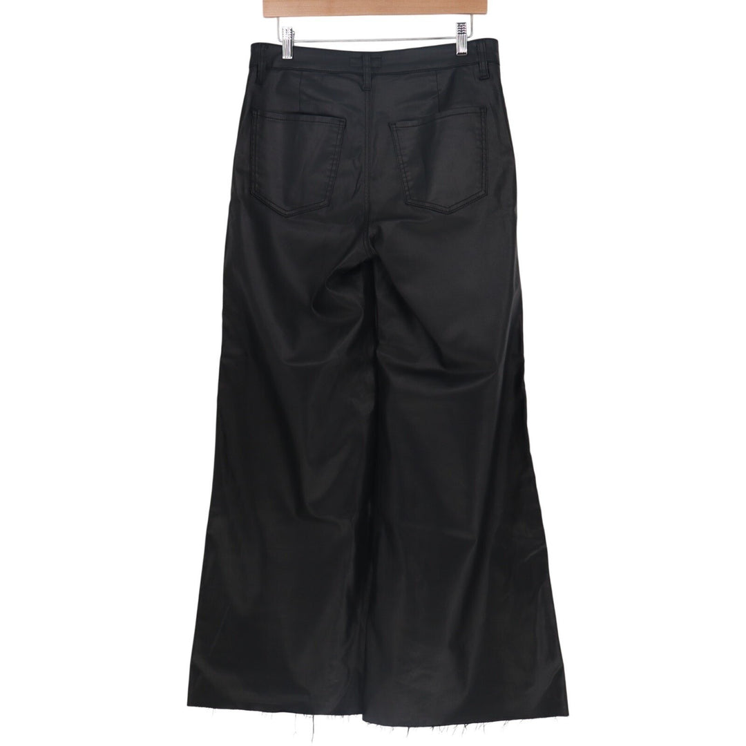 Kut From The Kloth Pants Womens 8 Black Raw Hem Patch Pockets High Rise Wide Leg