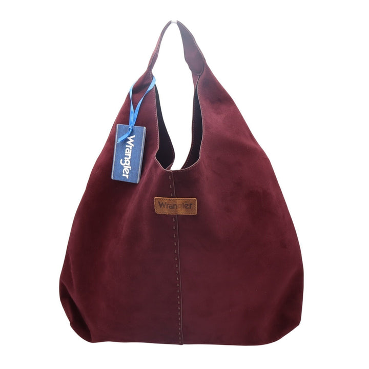 Wrangler Women Handbag Maroon Suede Inner Pocket Shoulder Strap Slouchy Hobo Bag