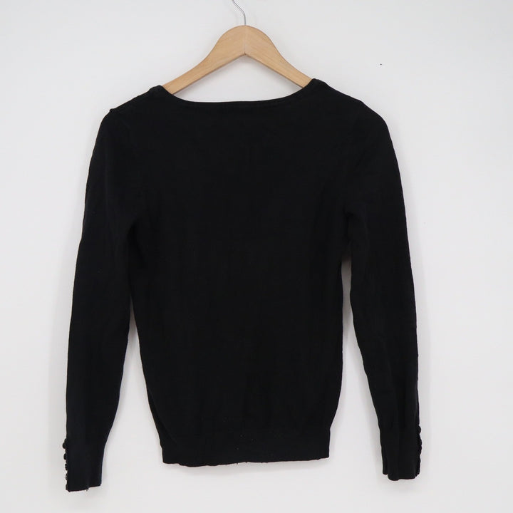 Architect Petites Black Scoop Neck Sweater Button Cuff Long Sleeve PS