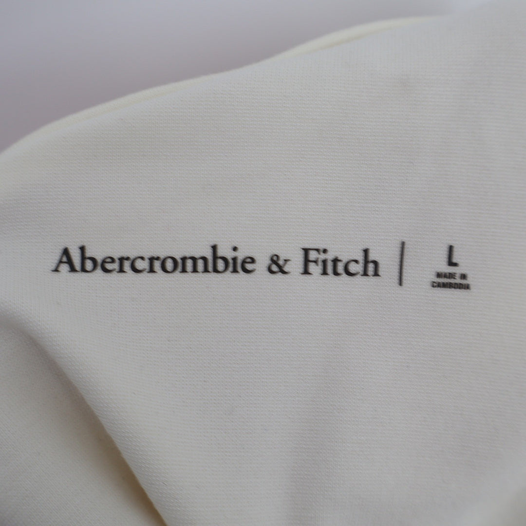 Abercrombie & Fitch Cream One Shoulder Long Sleeve Top Large