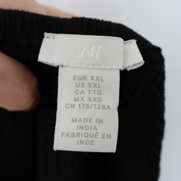 H&M Cropped Top Womens 2XL Black Ruched Long Sleeve V-Neck Backless Pullover