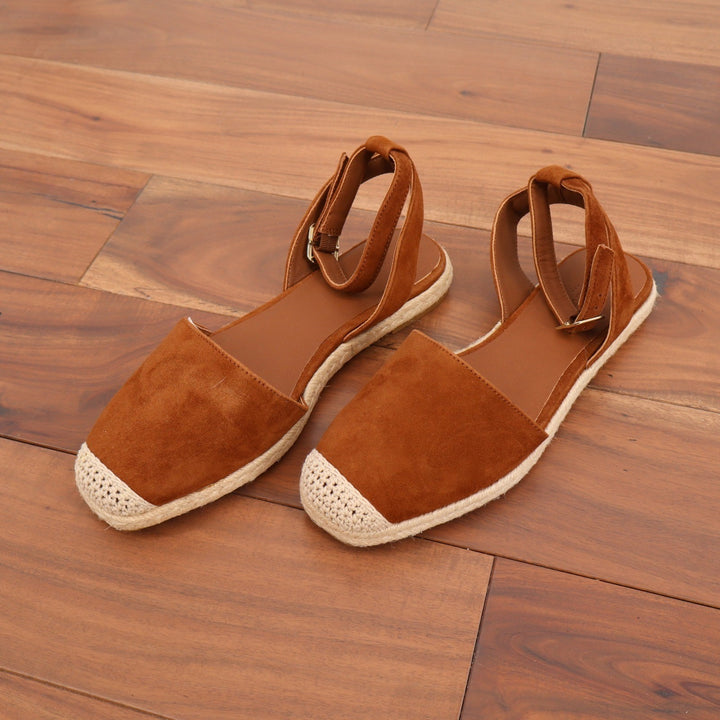 Banana Republic Womens Cognac Suede Espadrille Ankle Strap Flat Sandals 7.5