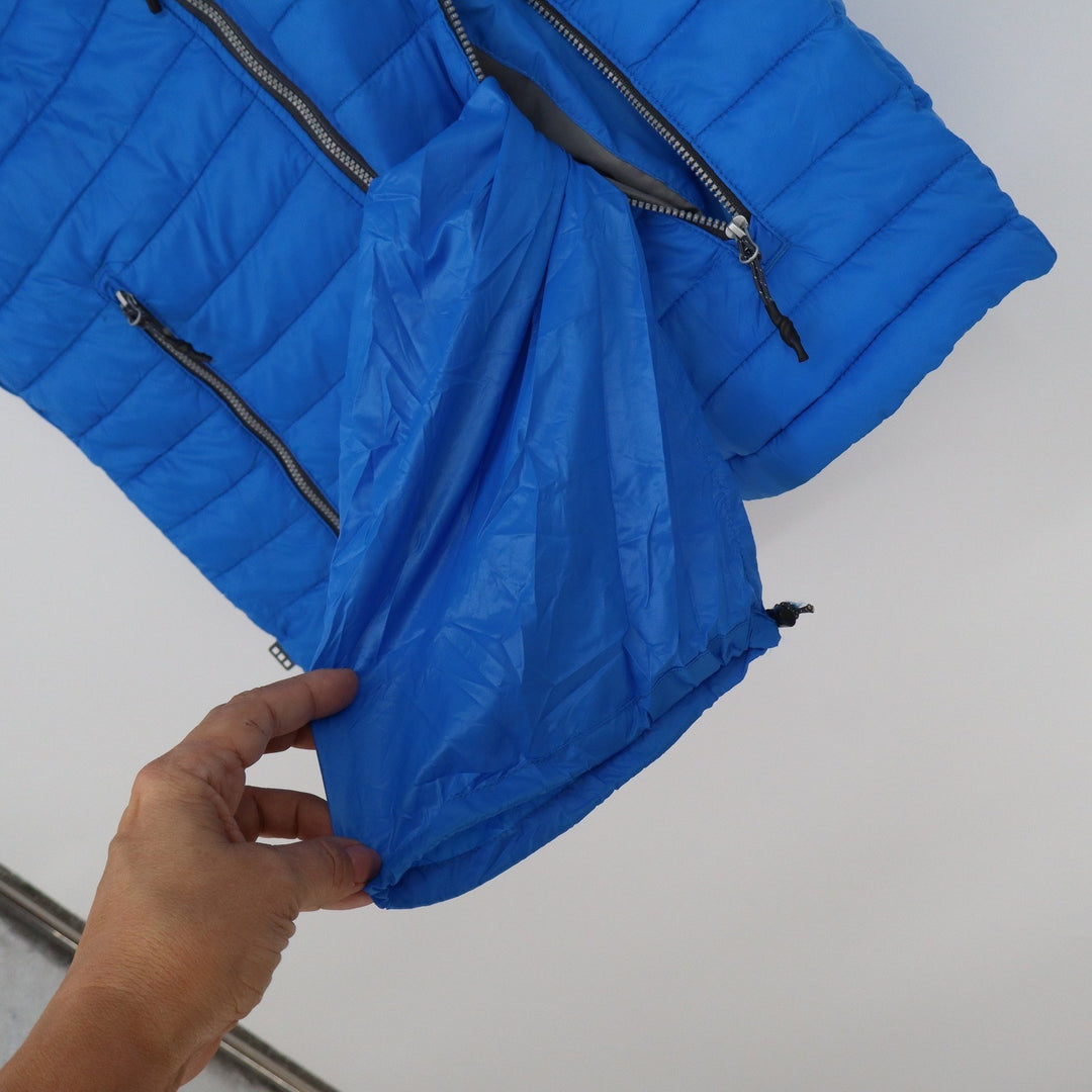 Elevate Intuit Mens Blue Hooded Puffer Vest Quilted Packable Small