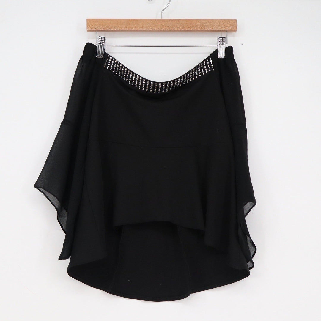 Orna Farho Paris Nina Black Off-Shoulder Crystal Embellished High-Low Top