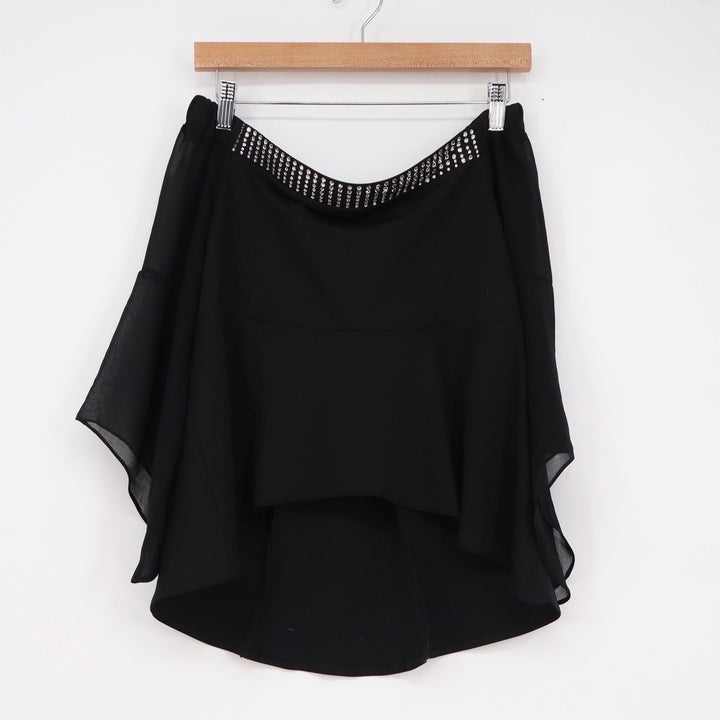 Orna Farho Paris Nina Black Off-Shoulder Crystal Embellished High-Low Top
