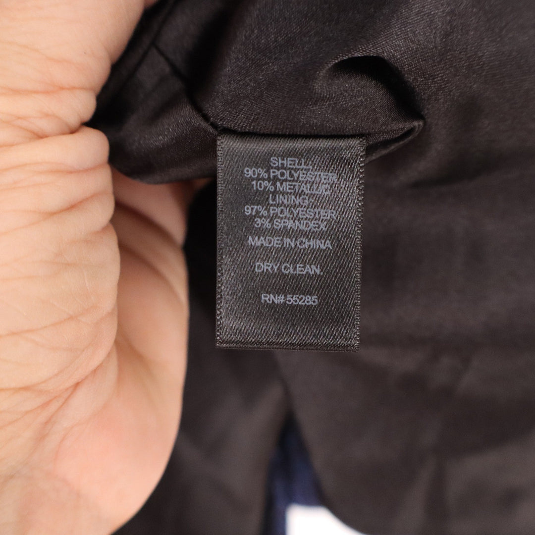 Express Navy Blue Metallic Textured Fit and Flare V-Neck Cocktail Dress Size 10
