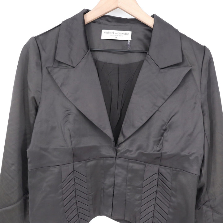 Naked Wardrobe The Statement Black Cropped Garter Blazer Size M