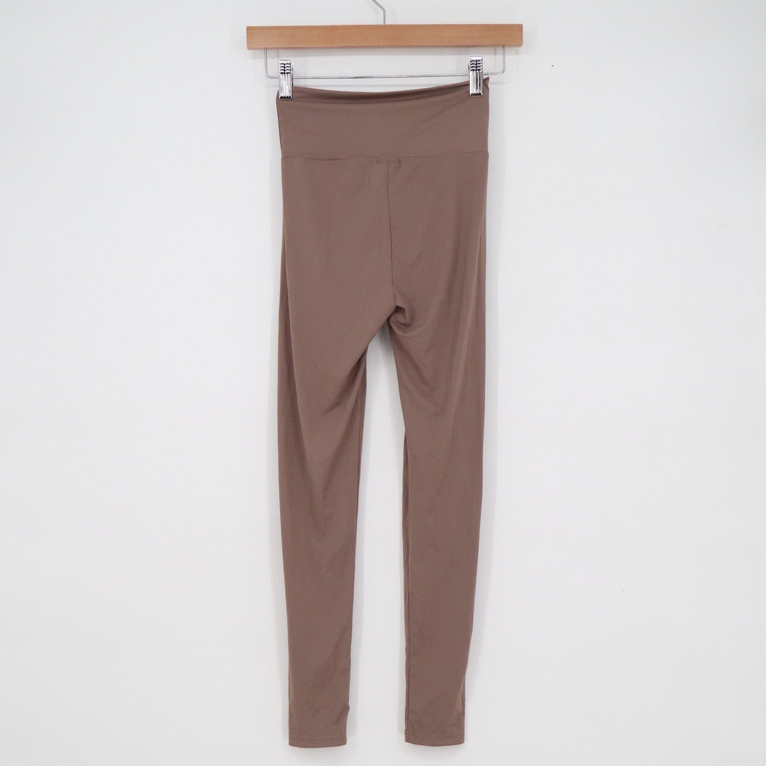 Dazy Mauve Brown Crossover V-Waist High Rise Athletic Leggings Womens Size M
