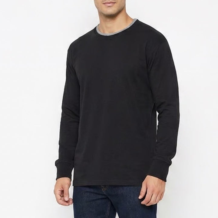 Architect Jean Co Mens Large Black Long Sleeve Crew Neck T-Shirt Cotton Blend