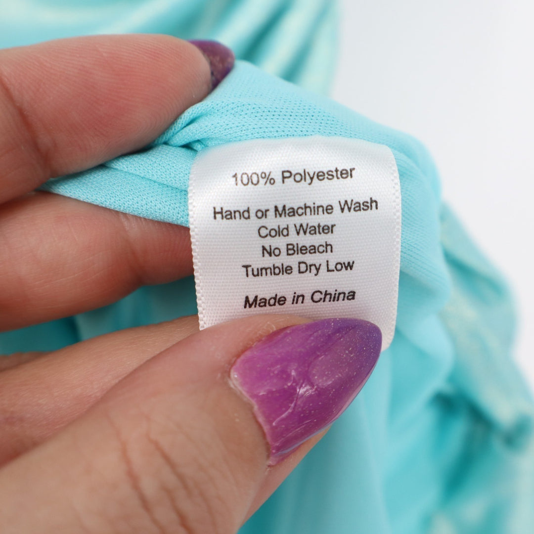 Lucy In The Sky Mini Dress Womens Small Aqua Ruched Scoop Neck Spaghetti Strap