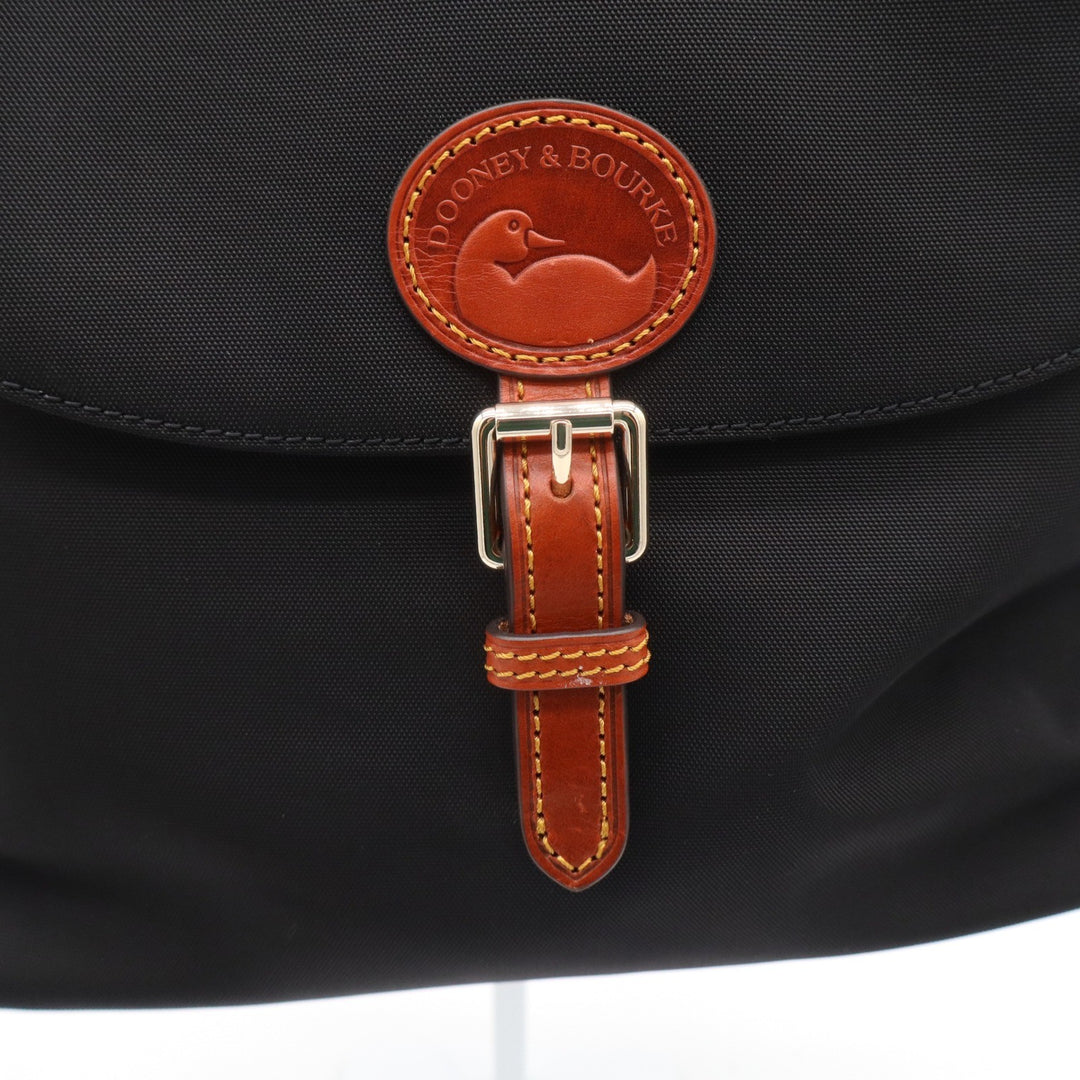 Dooney & Bourke Black Nylon Leather Trim Backpack Braided Handle Duck Logo Tag