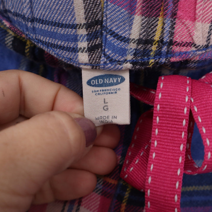 Old Navy Mens Blue Pink Plaid Cotton Pajama Pants Relaxed Fit Size L