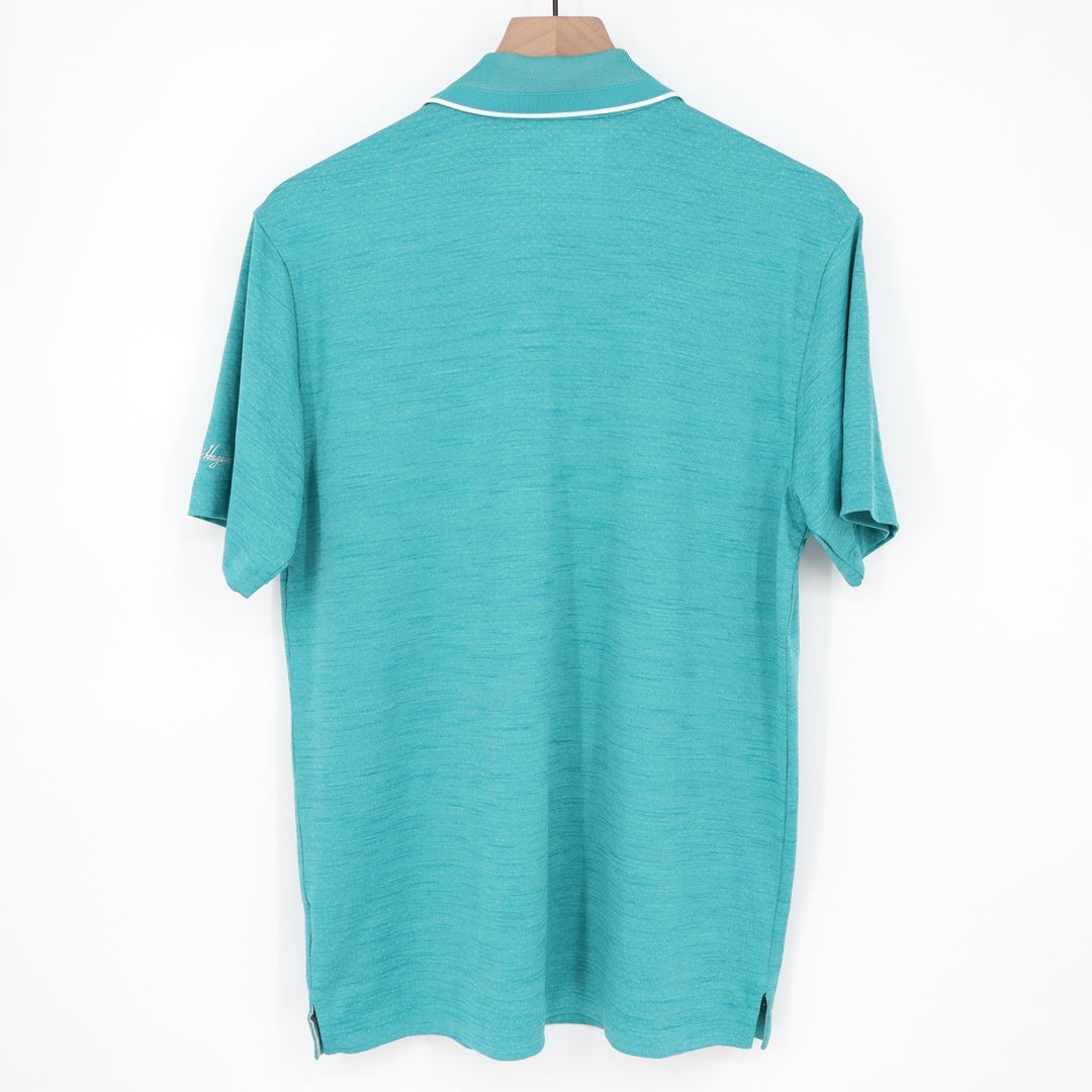 Walter Hagen Mens P11 Birdseye Athletic Fit Golf Polo Shirt Aqua Blue Small NEW