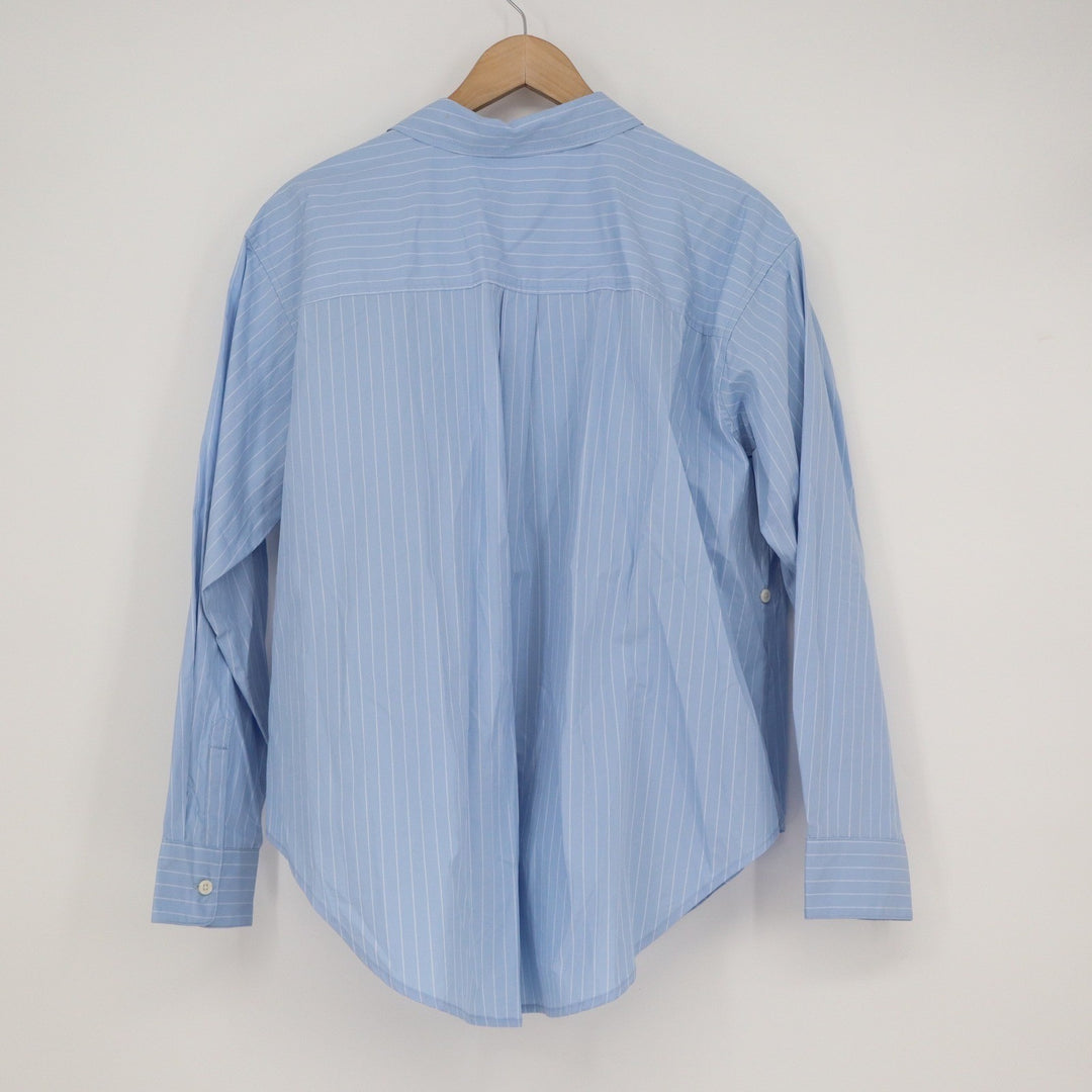 Future Collective Blue Striped Pearl Embellished Button Down Shirt M NEW