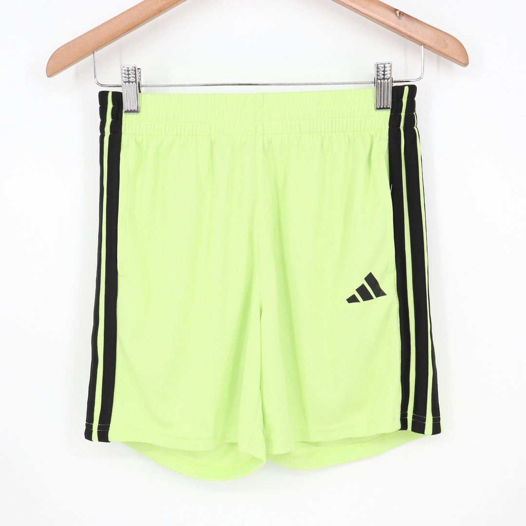 Adidas Boys Pulse Lime Green 3S ESS Mid Thigh Mesh Athletic Shorts L 14/16 NEW
