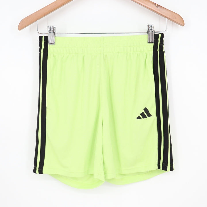 Adidas Boys Pulse Lime Green 3S ESS Mid Thigh Mesh Athletic Shorts L 14/16 NEW