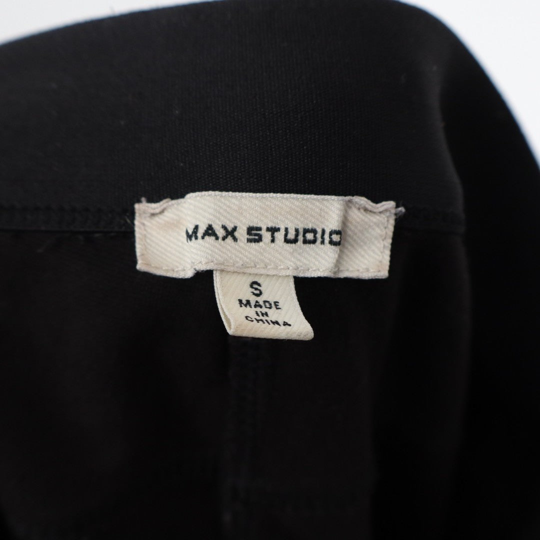 Max Studio Sweat Pants Womens Small Black Mid Rise Elastic Waist Skinny Leg