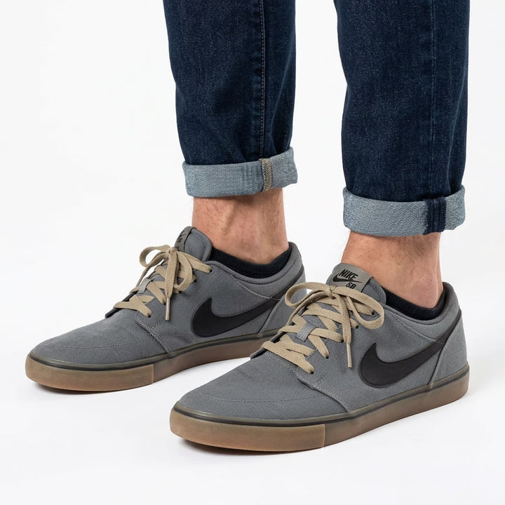 Nike SB Portmore Mens Skate Shoes Grey Black Gum Canvas Sneakers Size 11