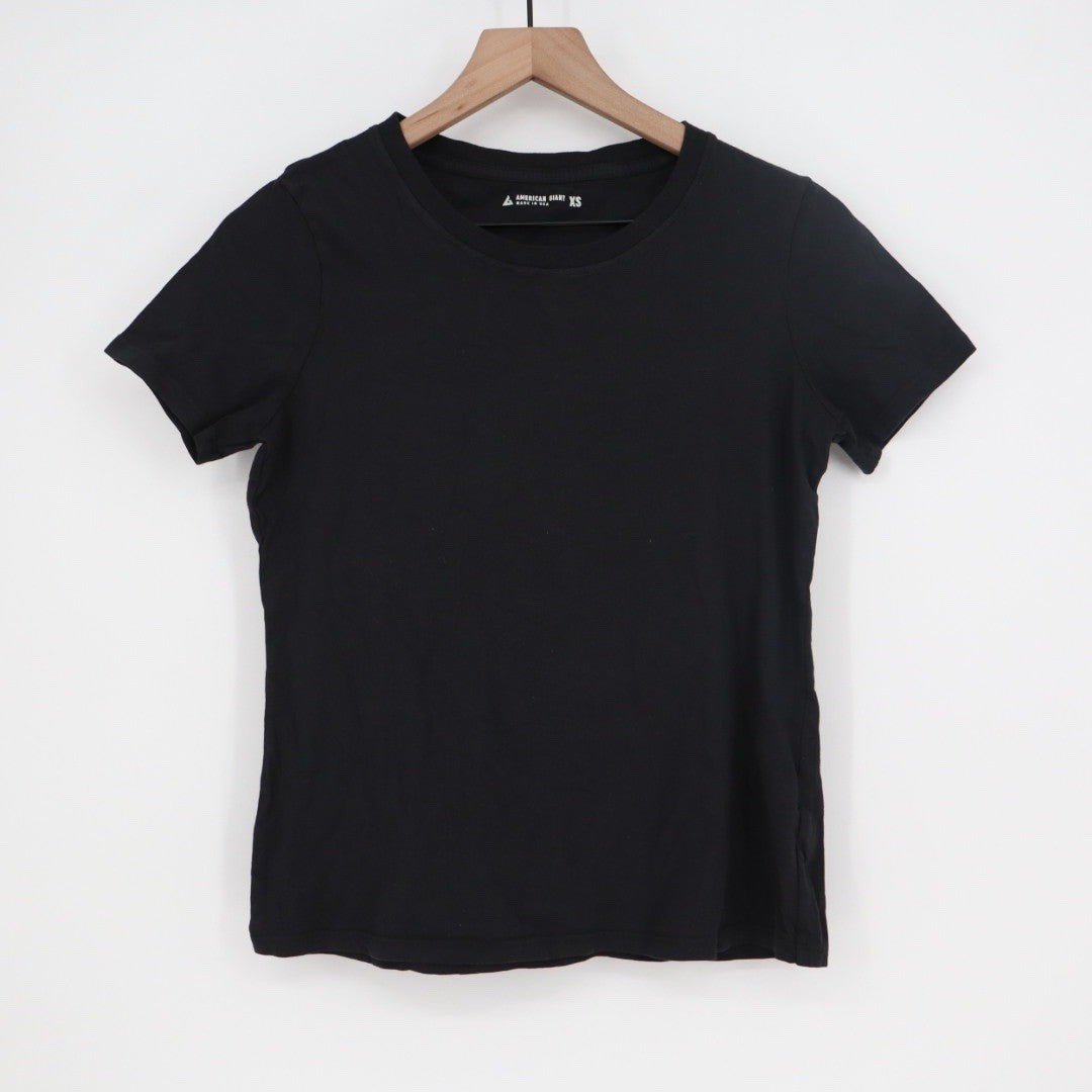 American Giant Black Crew Neck Short Sleeve T Shirt Made in USA XS