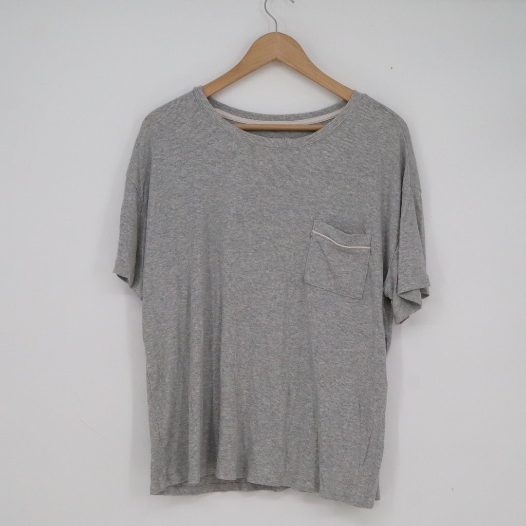 State of Day Intimates Womens Large Heather Grey Ribbed Modal Sleep Shirt Pocket