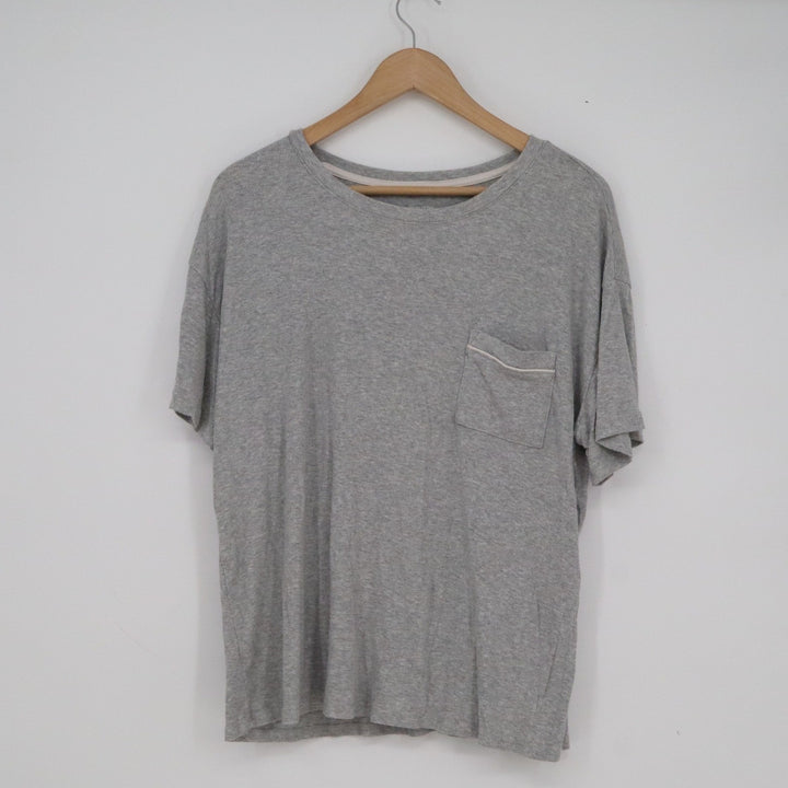 State of Day Intimates Womens Large Heather Grey Ribbed Modal Sleep Shirt Pocket