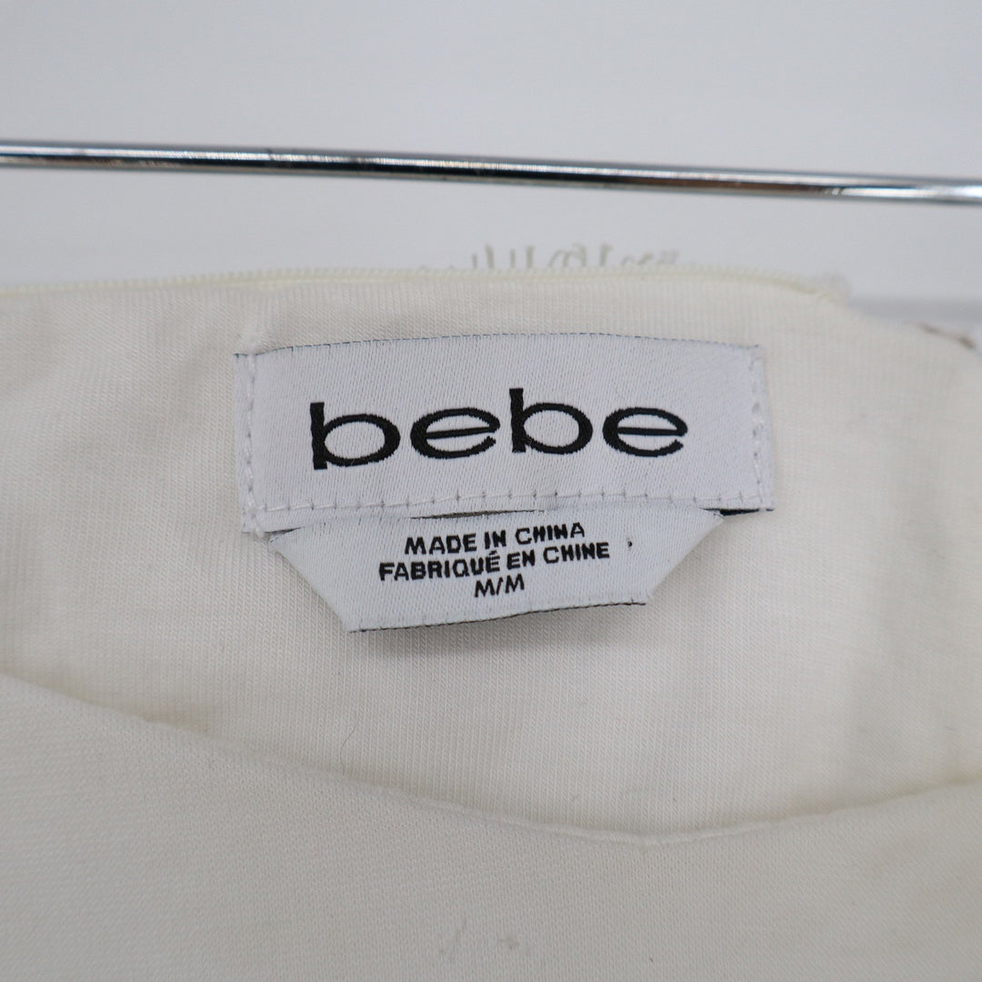 Bebe Ivory White Lace Off the Shoulder Peplum Top Short Sleeve Size M