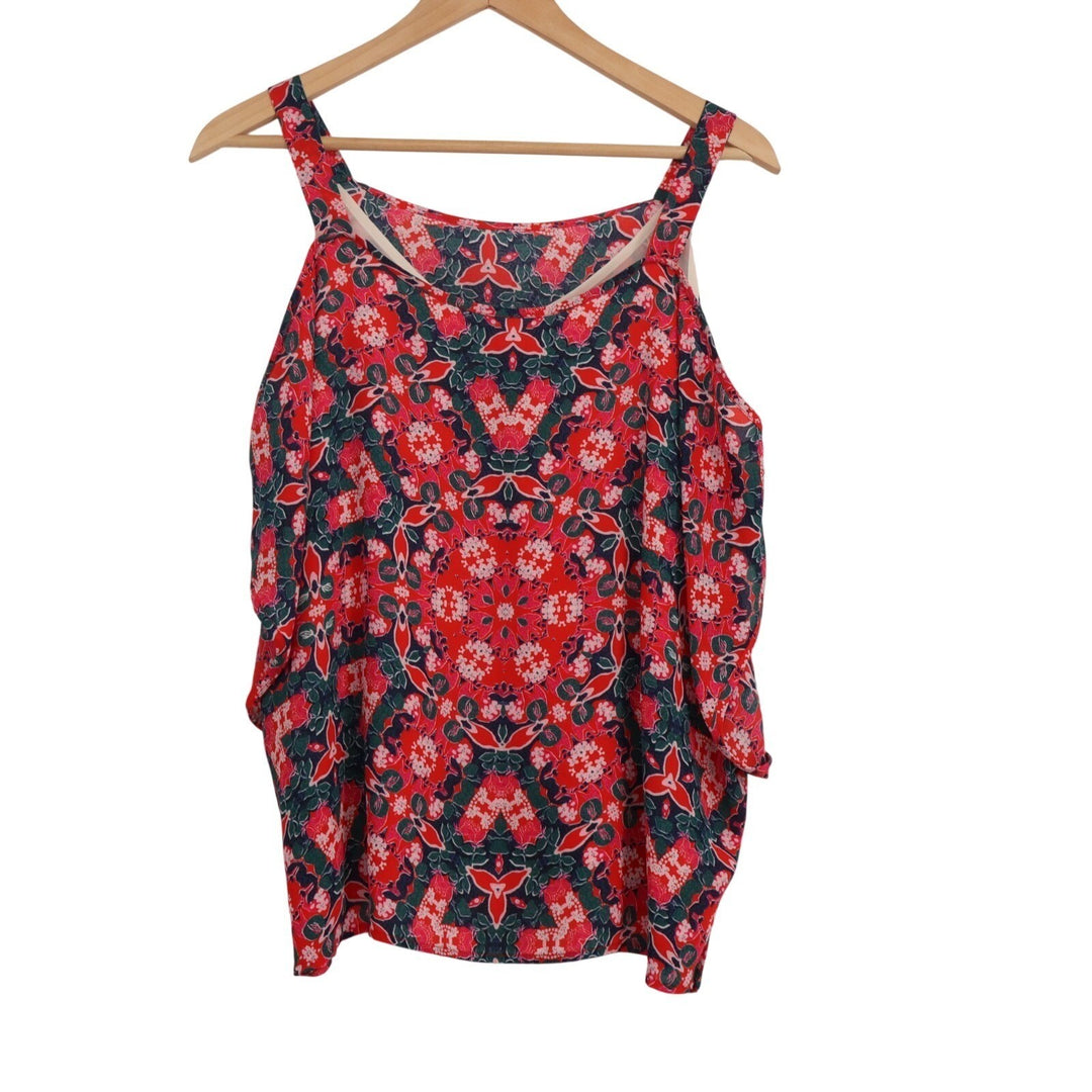 Aqua Tank Top Womens Small Multicolor Floral Sleeveless Scoop Neck Pullover