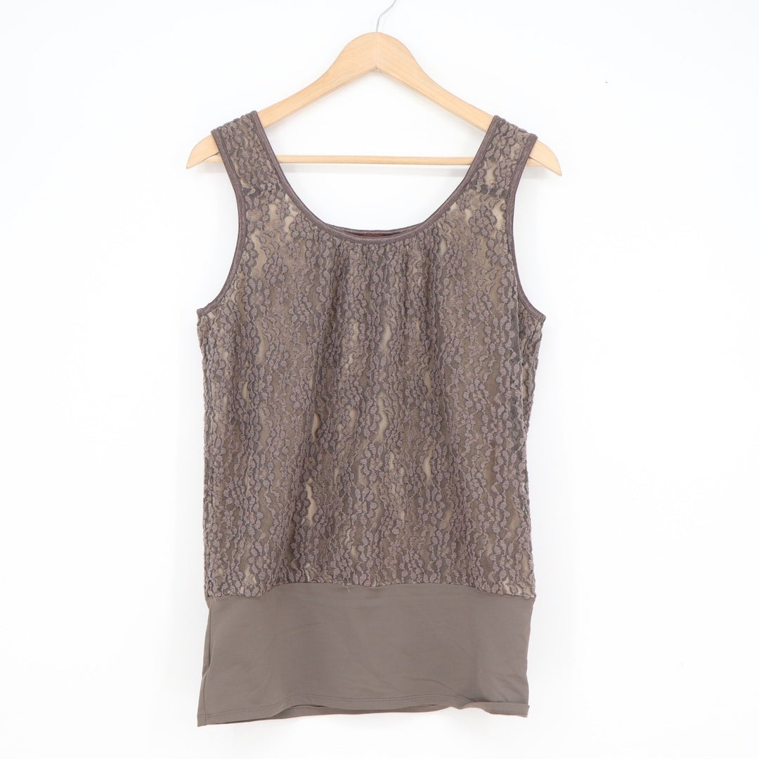 UnderCover Agent Kathleen Kirkwood Lace Tank Top Taupe Brown Scoop Neck Large