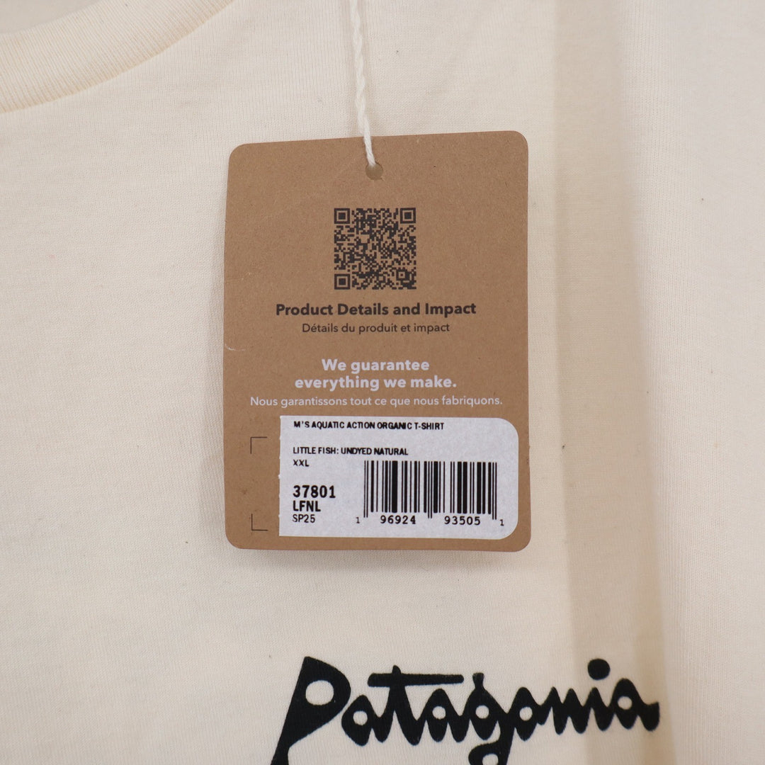 Patagonia T-Shirt Mens XXL Aquatic Action Organic Undyed Natural Graphic NEW