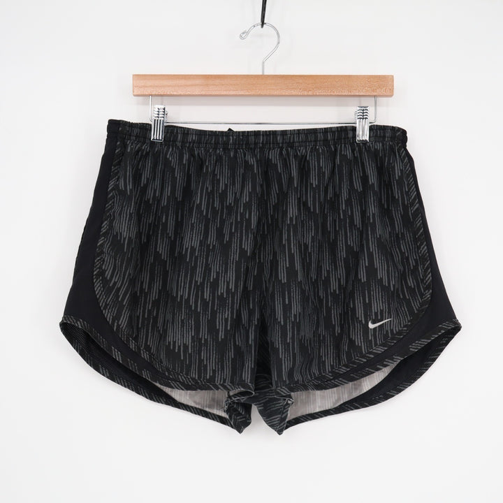 Nike Dri Fit Running Shorts Womens W32 Black Abstract High Rise Elastic Waist