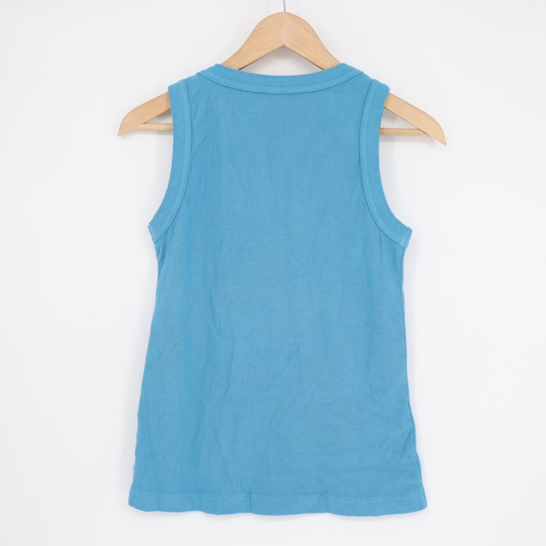 American Giant Ribbed Tank Womens Medium Blue Cotton Stretch Round Neck Pullover