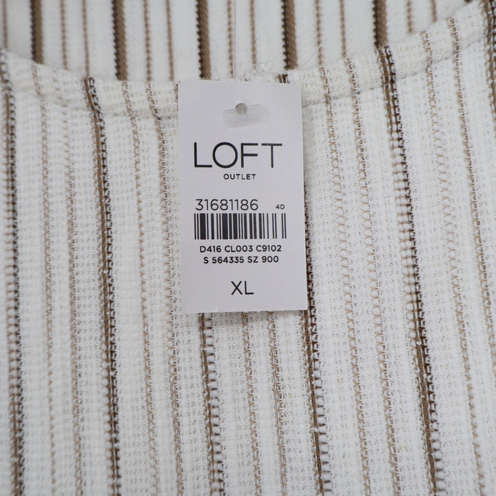 LOFT Outlet Womens XL Striped Sleeveless Tie Back Midi Dress White Brown