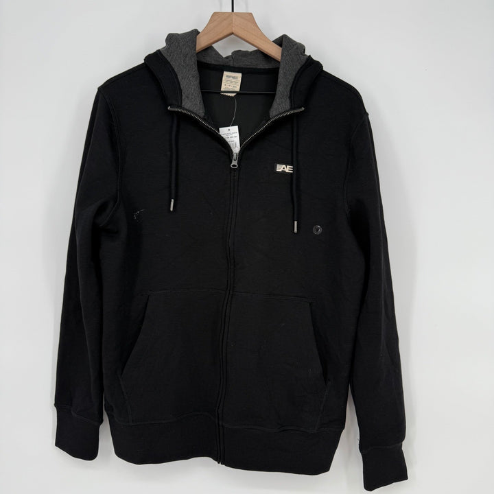 American Eagle Outfitters Mens Full Zip Hoodie Black Gray S Small