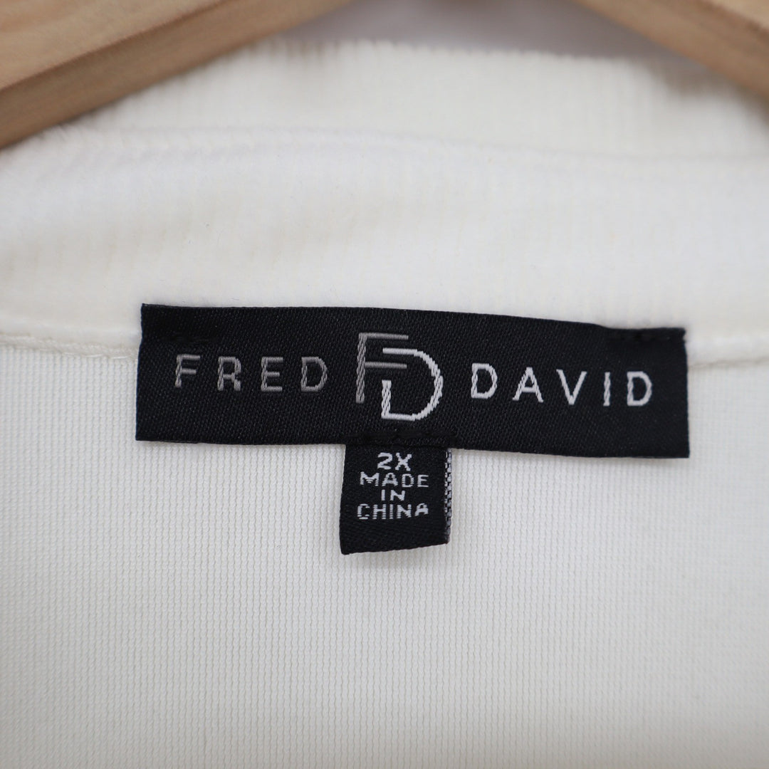Fred David Ivory Ribbed Button Down Shacket Plus Size 2X XXL Cream Long Sleeve