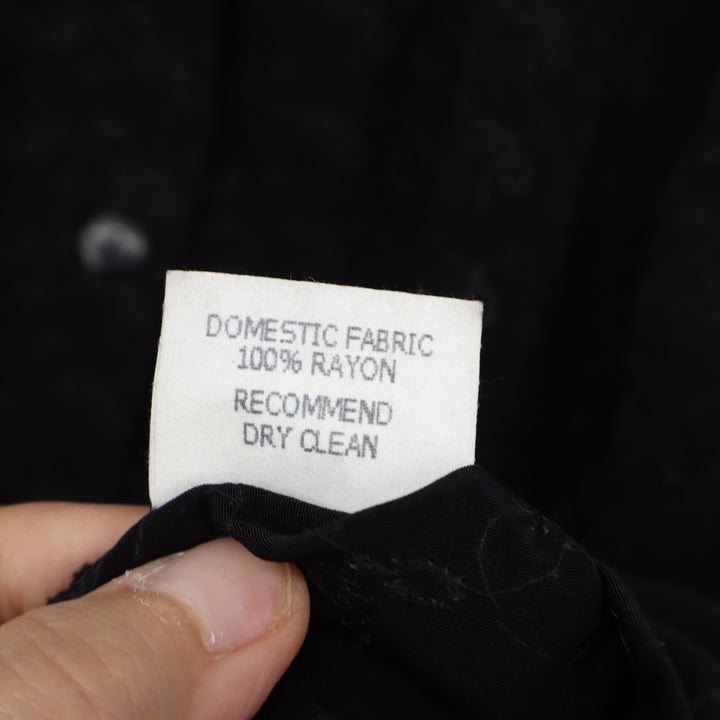Carole Tomkins The Big Shirt Black Rayon Embroidered Floral Button Down Top XL