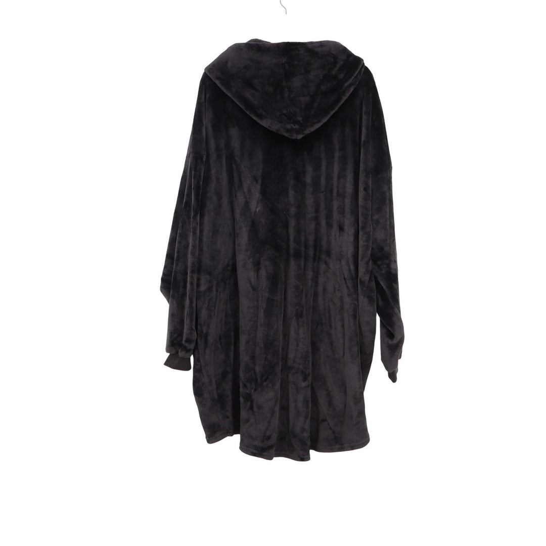 The Comfy Quarter Zip Wearable Blanket Hoodie Black Oversized Plush Fleece OS