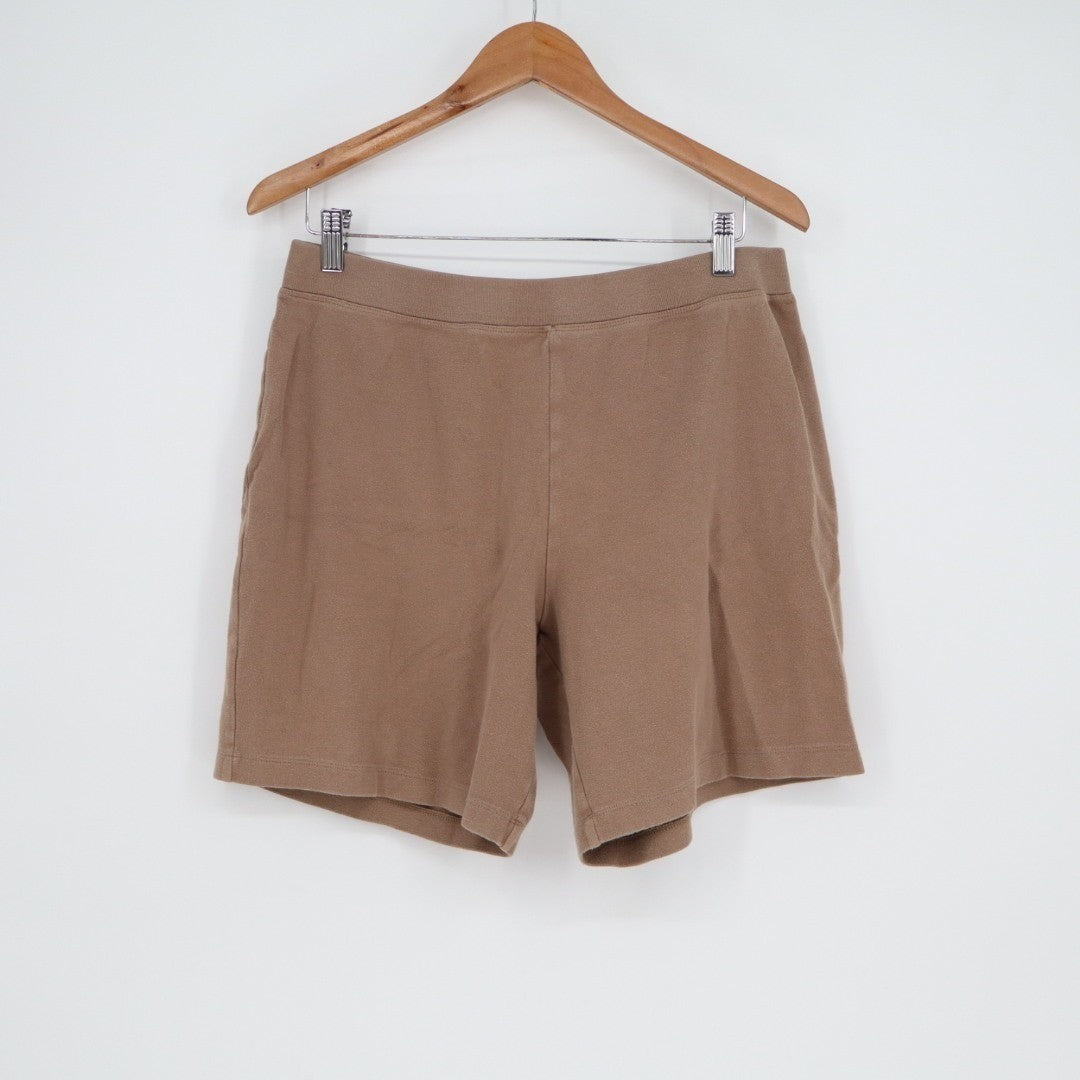 Swick & Moore Shorts Women Large Brown Knit Cotton Stretch Pull On Elastic Waist