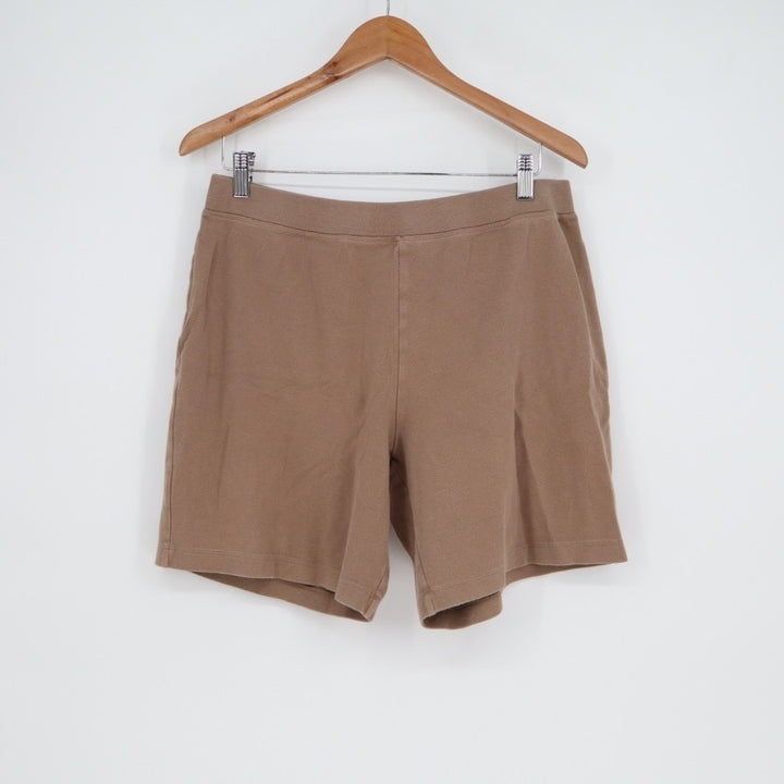 Swick & Moore Shorts Women Large Brown Knit Cotton Stretch Pull On Elastic Waist