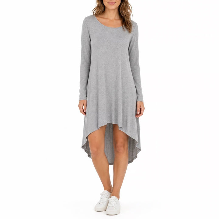 Forever 21 Womens Large Heather Grey Long Sleeve High Low Tunic Dress