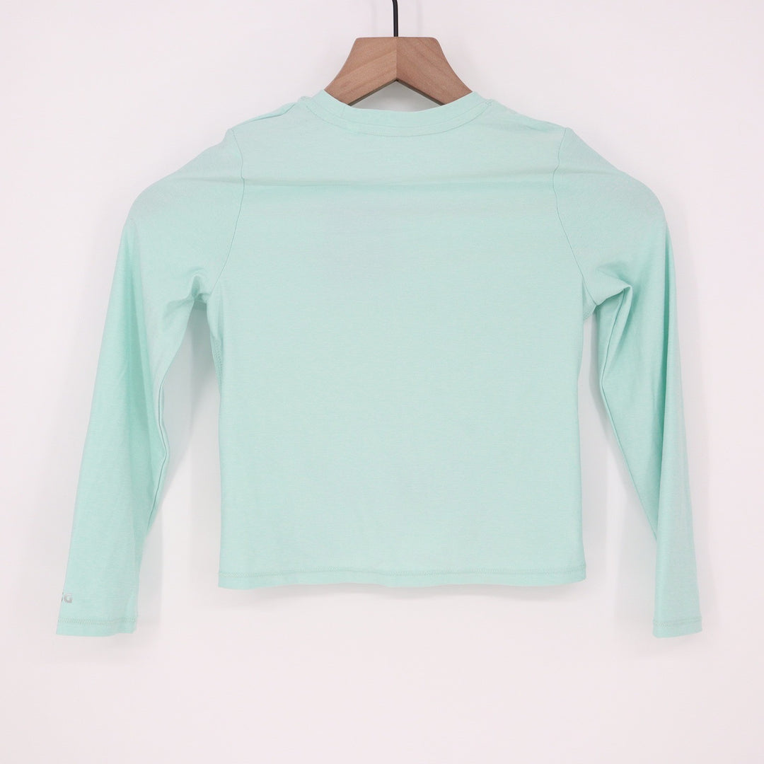 DSG Girls XS 6-7 Shoreside Blue Heather LS Twist Front Performance Tee