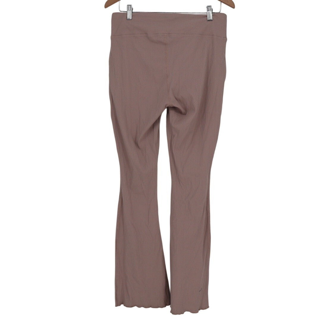 Outdoor Voices Ribbed Flare Leggings Pants Taupe XL