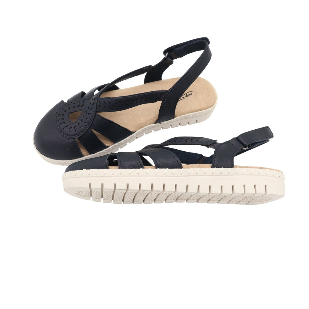 Easy Street Comfort Wave Navy Blue Laser Cut Slingback Sandals Womens 5.5