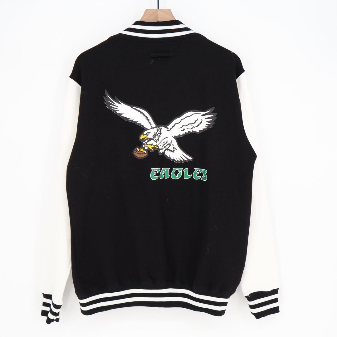Just Hoods Philadelphia Eagles Varsity Jacket Black White Mens Large JHA043