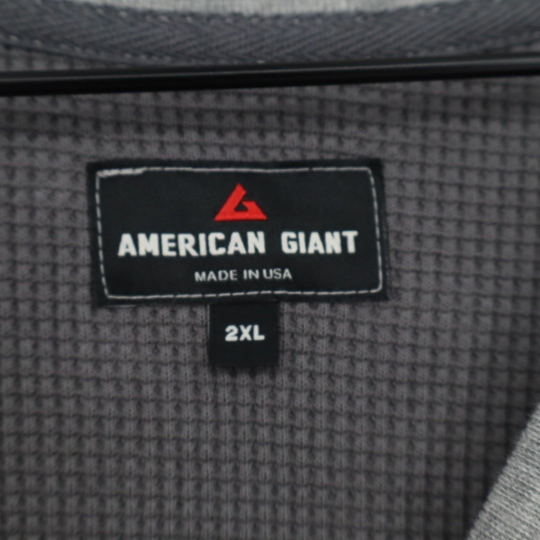 American Giant Colorblock Summit T-Shirt Mens 2XL Gray Waffle Knit Crew Neck