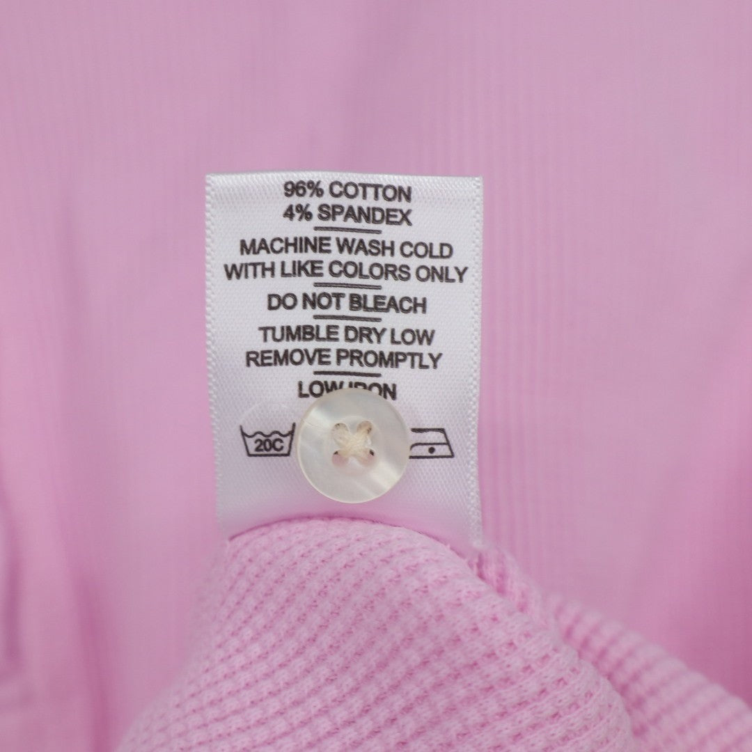American Giant Thermal T-Shirt Womens S Pink Cotton Stretch Waffle Henley Neck
