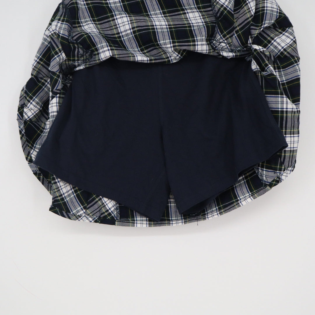 Lands End Womens Plaid Pleated Skort Navy Blue White Tartan Mini Skirt Size 4