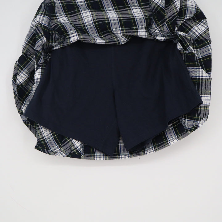 Lands End Womens Plaid Pleated Skort Navy Blue White Tartan Mini Skirt Size 4