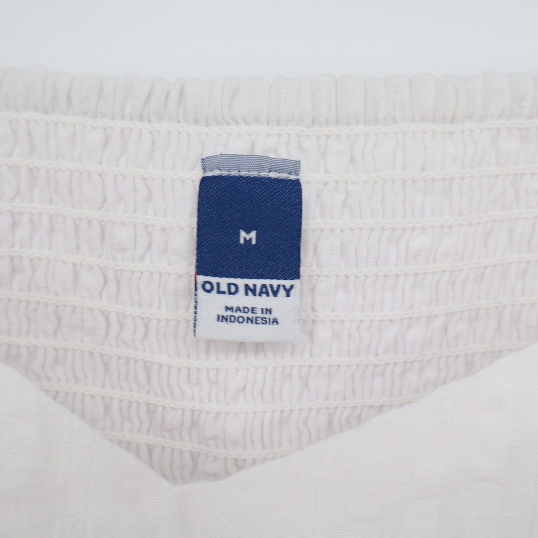 Old Navy Womens White Puff Sleeve Smocked Back Mini Dress Size M