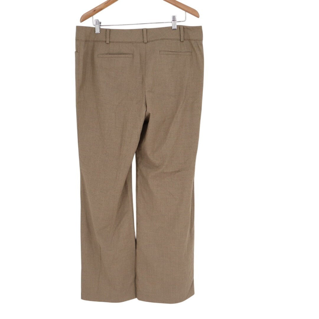 Ann Taylor Modern Chino Pants Womens 14 Brown Low Rise Welt Pockets Wide Leg